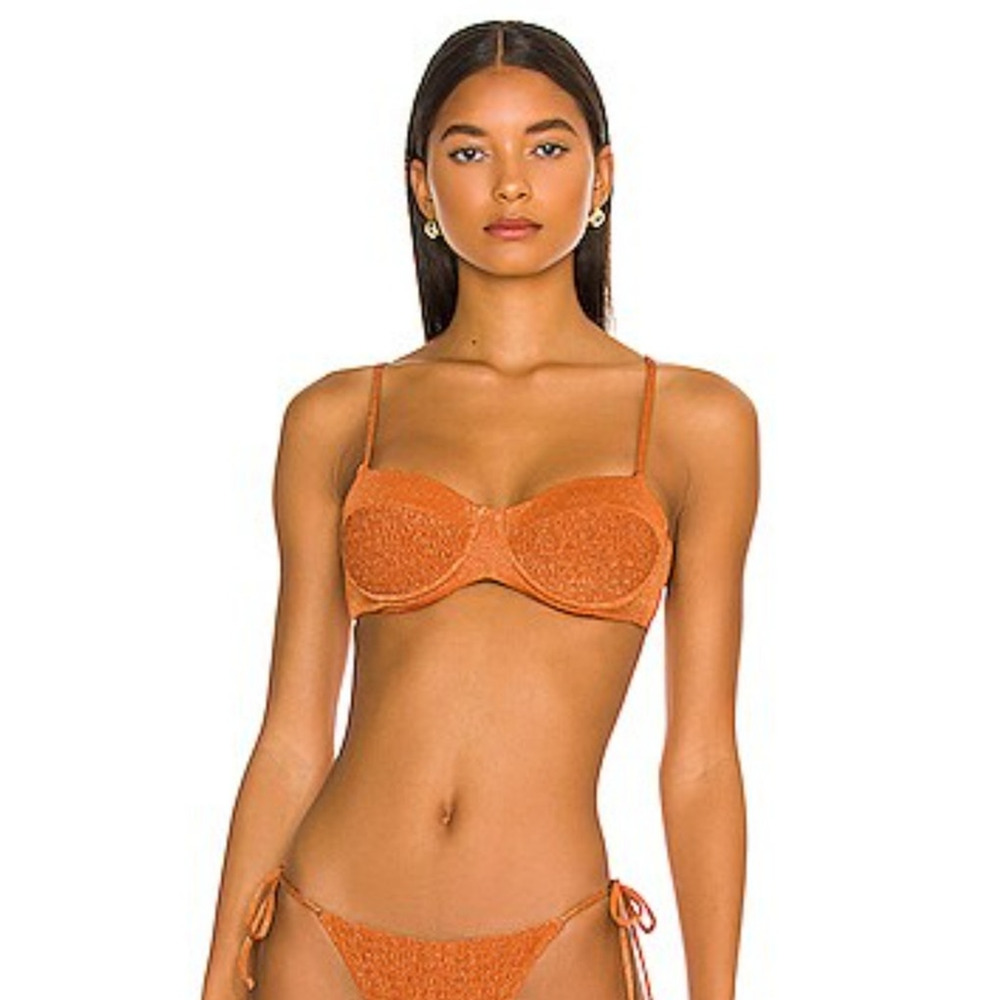 L*Space Marley Bikini Top in Amber Metallic Size XL NWT Underwire